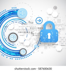 Protection concept. Security mechanism, system privacy. Digital technology background. Vector