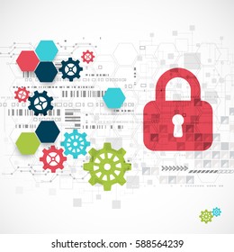 Protection concept. Security mechanism, system privacy. Digital technology background. Vector