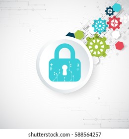 Protection concept. Security mechanism, system privacy. Digital technology background. Vector