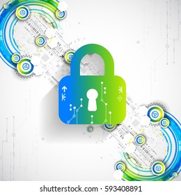 Protection concept. Security mechanism, system privacy. Digital technology background. Vector