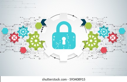 Protection concept. Security mechanism, system privacy. Digital technology background. Vector