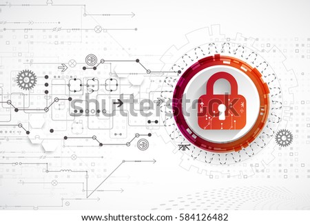 Protection concept. Security mechanism, system privacy. Digital technology background. Vector