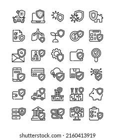 protection concept simple line web icon pack vector illustration