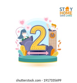 Protection Coronavirus or Covid 19 Vector Concept Stay Home Save Lives for  Background Poster, banner, Media.
