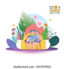 Protection Coronavirus or Covid 19 Vector Concept Stay Home Save Lives for  Background Poster, banner, Media.