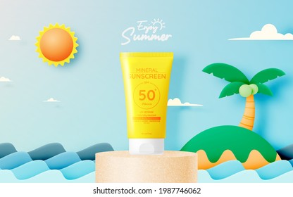 Protection cosmetic products design,sunscreen and sunbath cosmetic products design face and body lotion,moisturizer cream, liquid. drawn elements in pastel color