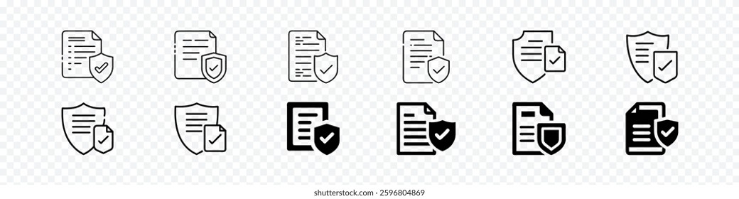 Protection and Coverage Icon – Shield with Document, shield combined with a document, symbolizing protection and coverage icon