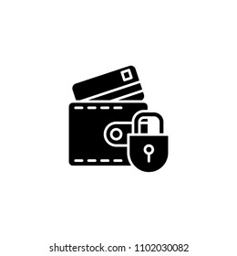 Protection of credit cards black icon concept. Protection of credit cards flat  vector symbol, sign, illustration.