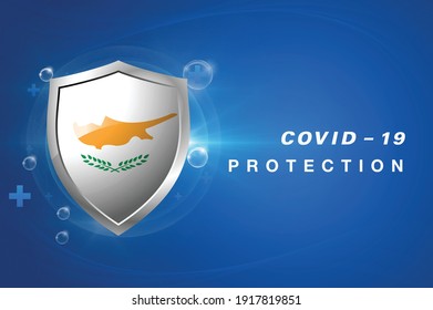 Protection Cyprus flag Coronavirus COVID-19 on dark background. Novel Coronavirus COVID-19.