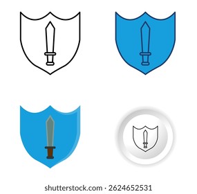 Protection Defense Icon Set in Four Different Design Styles. flat, outline, glyph, and minimal buttons, isolated on white background. for data protection, etc.