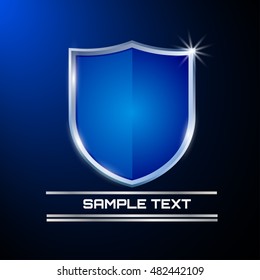 Protection, defense and security concept symbol: blue shield 