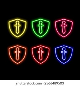 Protection Defense Shield, Internet Cyber Security Technology, Cybernetic Futuristic Robotic Circuit Board Translucent Neon Glow Hologram Backdrop Background Illustration.