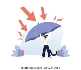 Protection or defensive stock in economy crisis or market crash, business resilient to survive difficulty or insurance