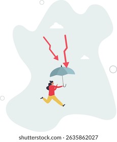 Protection or defensive stock in economy crisis or market crash, business resilient to survive difficulty or insurance concept. character life .