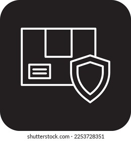 Protection delivery service icon with black filled line style. Shipping sign symbol. Related to order tracking, delivery home, warehouse, truck, courier and cargo icons. Vector illustration