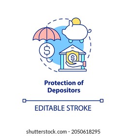 Protection of depositors concept icon. Banking services. Financial management. Bank regulation tasks abstract idea thin line illustration. Vector isolated outline color drawing. Editable stroke