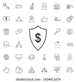 protection of the dollar icon. Universal set of business for website design and development, app development