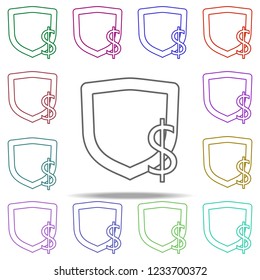 protection of the dollar line icon. Elements of Bank in multi color style icons. Simple icon for websites, web design, mobile app, info graphics