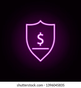 protection of dollar neon icon. Elements of finance set. Simple icon for websites, web design, mobile app, info graphics