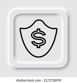 Protection, dollar simple icon vector. Flat design. Neumorphism design.ai