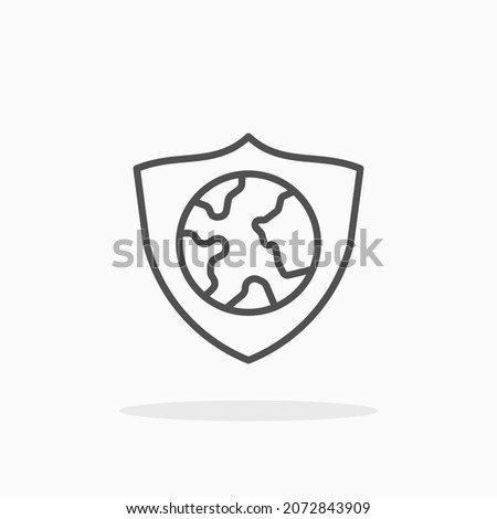 Protection Earth icon. Editable Stroke and pixel perfect. Outline style. Vector illustration. Enjoy this icon for your project.