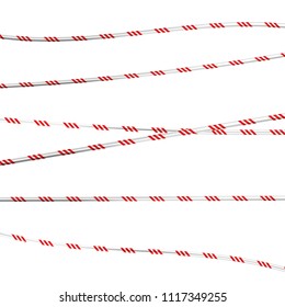Protection equipment. Fire prevention. Caution tape. Vector illustration. Red and white