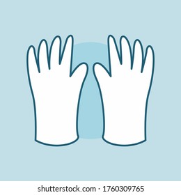 Protection equipment set icon concept for sosial media, icon facemask hand glove temperature check set icon