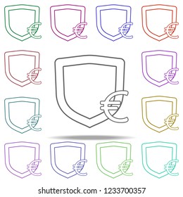 protection of the euro line icon. Elements of Bank in multi color style icons. Simple icon for websites, web design, mobile app, info graphics