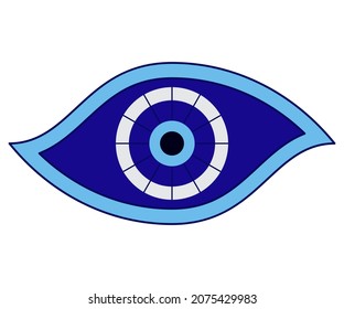 Protection from the evil eye. Turkish nazar symbol. Greek charm or amulet. Evil eye charm icon. Vector illustration.
