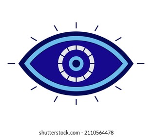 Protection from the evil eye. Turkish nazar symbol. Greek charm or amulet. Evil eye charm icon. Vector illustration.