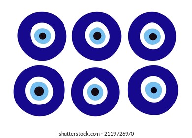 Protección del mal ojo. Símbolo turco de nazar. El encanto griego o el amuleto. Icono de encanto del ojo malvado. Ilustración vectorial.