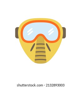 Máscara facial de protección, bola de pintura plana vectorial o icono airsoft