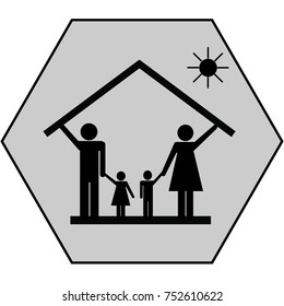 Protection of family in house.Vector illustration