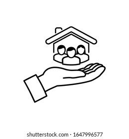 protection of the family of linear icon vector image.