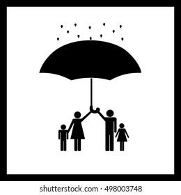 Protection of family under an umbrella.Vector illustration
