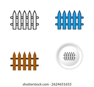 Protection Fence safety Icon Set in Four Different Design Styles. flat, outline, glyph, and minimal button, isolated on white background. for security system etc.