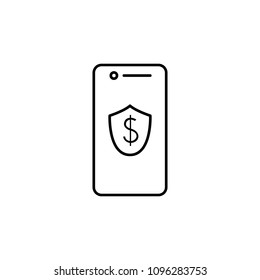 protection of finance for mobile banking icon. Element of mobile banking for smart concept and web apps. Thin line protection of finance for mobile banking icon for web and mobile on white background