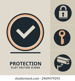 Protection flat vector logos icons set