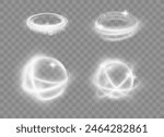 Protection and freshness, shining round effect with soft light shimmering and fresh bubbles. Vector isolated set of protective circle, frame with whirls and spiral motion. Twinkles and sparkle clean