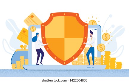 Protection Funds from Electronic Banking System. From Poverty to Wealth. Achive Goal. Vector Illustration. Way to Victory. Earn Money. Cash Savings. Bank Money System. Bank Account Protection.