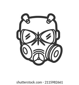 Máscara de gas de protección, bola de pintura plana vectorial o icono de airsoft