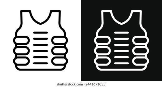Protection Gear Bulletproof Vest Icons. Security Jacket for Military and Law Enforcement Symbols.