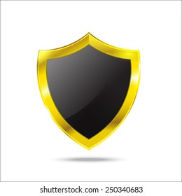 Protection Glod empty shield  on the white background vector illustration