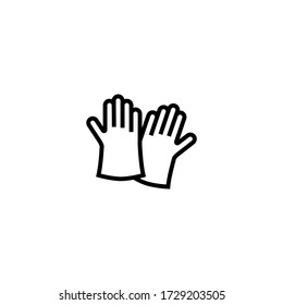 Protection gloves vector icon in linear, outline icon isolated on white background