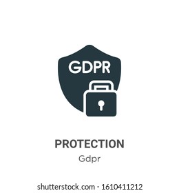 Protection glyph icon vector on white background. Flat vector protection icon symbol sign from modern gdpr collection for mobile concept and web apps design.