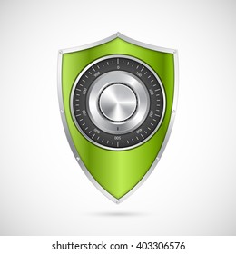 Protection green shield with the combination lock.