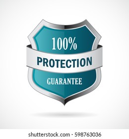 Protection guarantee vector shield icon illustration isolated on white background. Flat web design element for website, app or infographics materials.