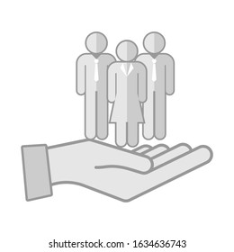 Protection hand people worker, vector. Finding a job. Leadership businessman businesswoman