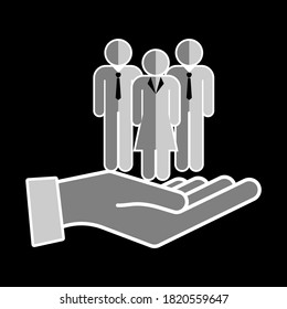 Protection hand people worker, vector. Finding a job. Leadership businessman businesswoman