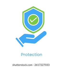 Protection – Hand with Shield Representing Guard Against Threats, icon with editable stroke